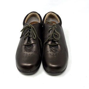 Aetrex Womens Drew 8.5 M Bronze Comfort Diabetic Lace Up Leather Walking Shoes‎